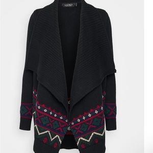 Lauren Ralph Lauren Black Erindaria Aztec/ Fair Isle cardigan